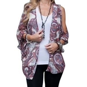 NWT Paisley Print Split Sleeve Cardigan